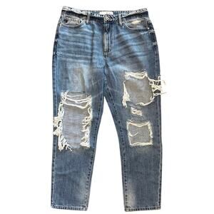 Kancan Distressed Dad Straight Leg Jeans Size 28